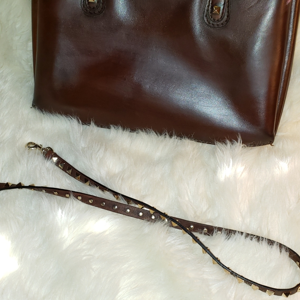 🔥SOLD🔥Valentino Garavani Brown Rockstud Satchel - Picture 4 of 8